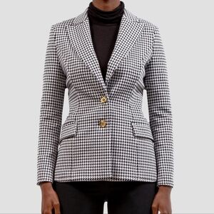 Limi Feu / Yohji Yamamoto Wool Blend Knit Houndtooth Print Blazer